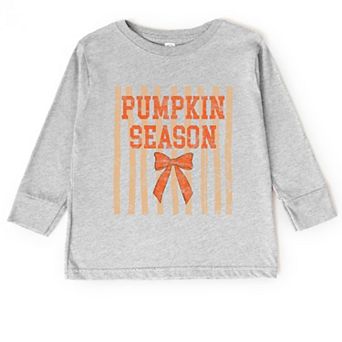 Pumpkin Season Bow - Toddler Long Sleeve Graphic Tee