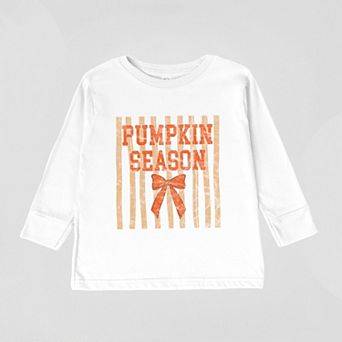 Pumpkin Season Bow - Toddler Long Sleeve Graphic Tee