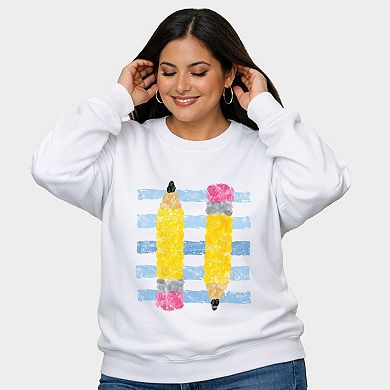 Pencil Stripes - Women's Plus Sized Graphic Sweatshirt
