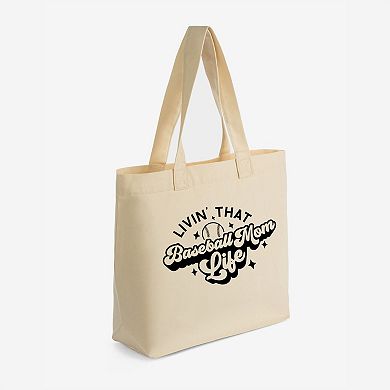 Baseball Mom Life - Zippered Canvas Tote