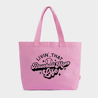 Baseball Mom Life - Zippered Canvas Tote