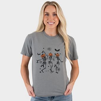 Dancing Skeleton Trio - Women's Garment Dyed Graphic T-Shirt