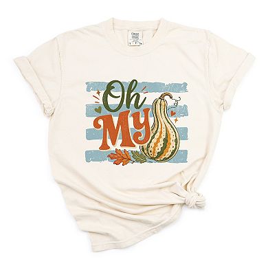 Oh My Gourd Stripes - Women's Garment Dyed Graphic T-Shirt