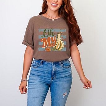 Oh My Gourd Stripes - Women's Garment Dyed Graphic T-Shirt