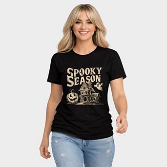 Spooky Season Haunted House - Women's Short Sleeve Graphic T-Shirt