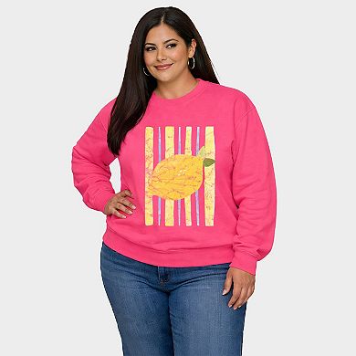 Lemon Stripes - Women's Plus Sized Graphic Sweatshirt