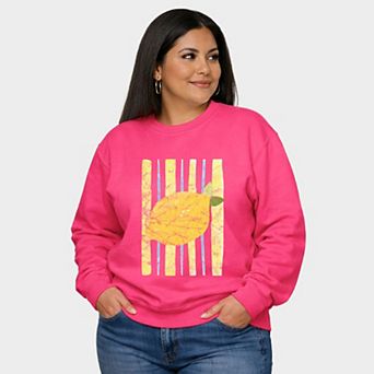 Lemon Stripes - Women's Plus Sized Graphic Sweatshirt