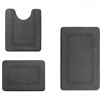 Memory Foam Bath Mat Set, Super Soft and Water Absorbent Bath Rug Set, U Shape Toilet Mats