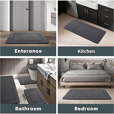 Memory Foam Bath Mat Set, Super Soft and Water Absorbent Bath Rug Set, U Shape Toilet Mats