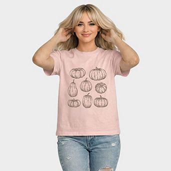 Sketched Pumpkin Collage - Women's Relaxed Boxy Tee