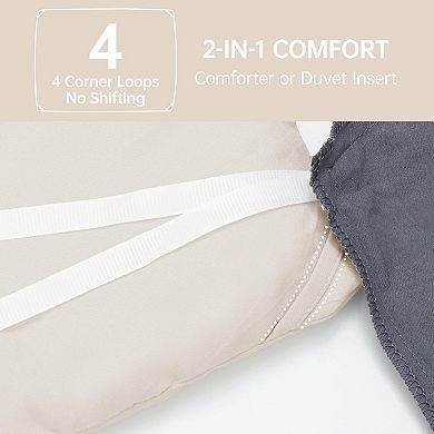 Queen Size Comforter Set, 3 Piece Solid Bedding for All Seasons, Warm Down Alternative Bed Set