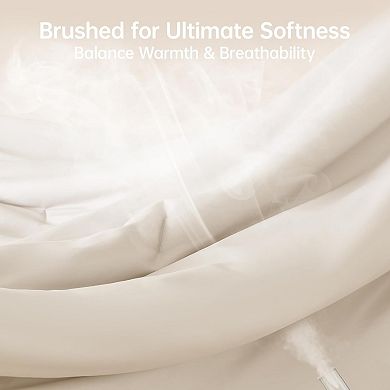 Queen Size Comforter Set, 3 Piece Solid Bedding for All Seasons, Warm Down Alternative Bed Set