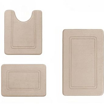 Super Soft Memory Foam Bath Mat Set, 3 pc Absorbent Non Slip Rug for Bathroom Floor