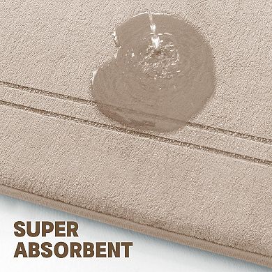 Super Soft Memory Foam Bath Mat Set, 3 Pc Absorbent Non Slip Rug for Bathroom Floor