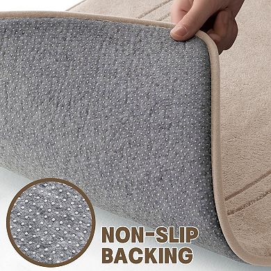 Super Soft Memory Foam Bath Mat Set, 3 Pc Absorbent Non Slip Rug for Bathroom Floor