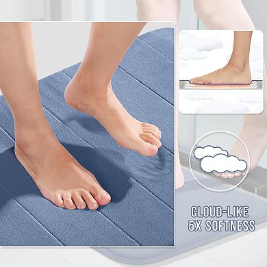 Super Soft Quick Dry Bath Mat Set, Absorbent Machine Washable Non Slip Rug for Bathroom Shower Floor