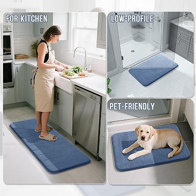 Super Soft Quick Dry Bath Mat Set, Absorbent Machine Washable Non Slip Rug for Bathroom Shower Floor