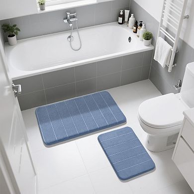 Super Soft Quick Dry Bath Mat Set, Absorbent Machine Washable Non Slip Rug for Bathroom Shower Floor
