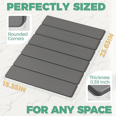 Stone Bath Mat - Non-Slip Foldable Diatomite Bath Mat , Absorbent & Quick Drying Bathroom Mat