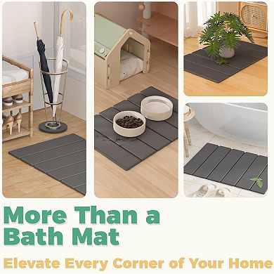 Stone Bath Mat - Non-Slip Foldable Diatomite Bath Mat , Absorbent & Quick Drying Bathroom Mat