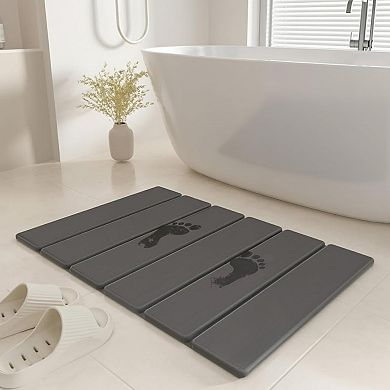 Stone Bath Mat - Non-Slip Foldable Diatomite Bath Mat , Absorbent & Quick Drying Bathroom Mat