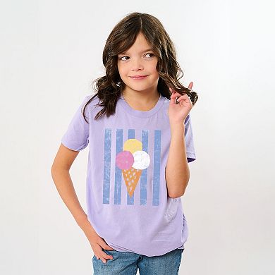 Ice Cream Cone Stripes - Youth Short Sleeve Graphic T-Shirt