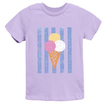 Ice Cream Cone Stripes - Youth Short Sleeve Graphic T-Shirt