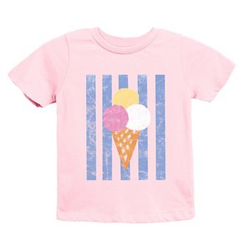 Ice Cream Cone Stripes - Youth Short Sleeve Graphic T-Shirt