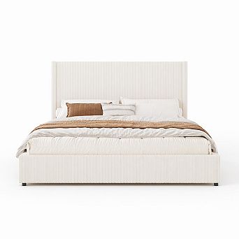 Upholstered Platform Bed Frame with Storage Drawers, No Box Spring Needed, Easy Assembly