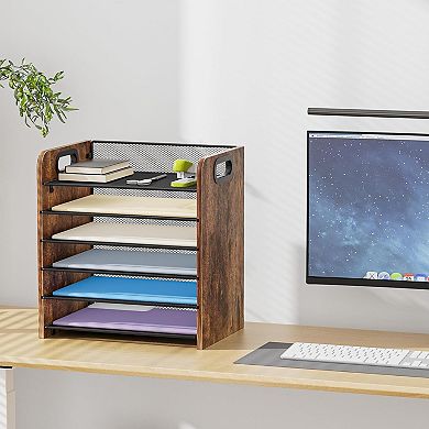 Wooden Desk File Organizer with Handle