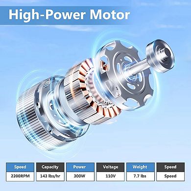 Electric 4 Blade Stainless Steel Ice Shaver Snow Cone Maker 300W Powerful Ice Crusher