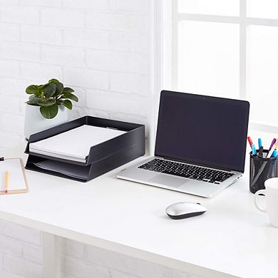 Rectangular Plastic Desk Organizer, Letter Size Tray, 4-Pack