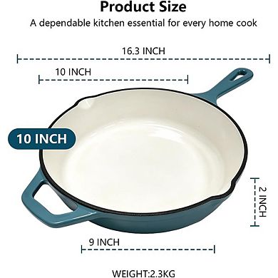 Enameled Cast Iron Non Stick Skillet Induction Compatible Frying Pan
