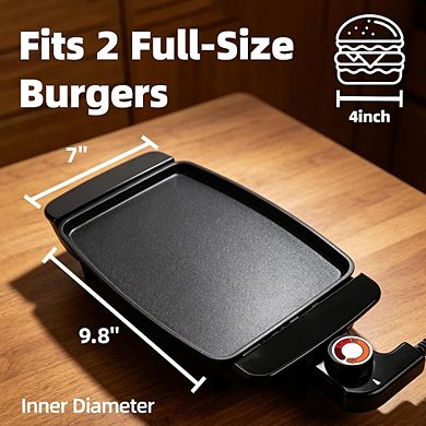 Small Electric Griddle, Mini Ceramic Non-Stick Electric Skillet with Adjustable Thermostat