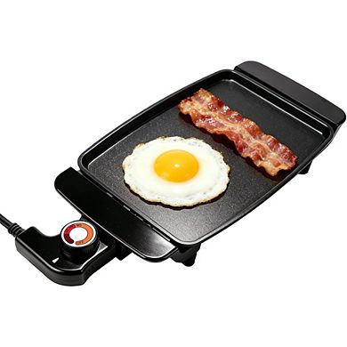 Small Electric Griddle, Mini Ceramic Non-Stick Electric Skillet with Adjustable Thermostat