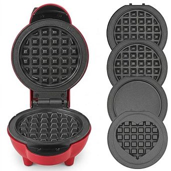 Compact Waffle Maker 5 Nonstick Removable Plates