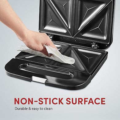 2 Slice Sandwich Panini Maker Stainless Steel Non-Stick Grill 750W