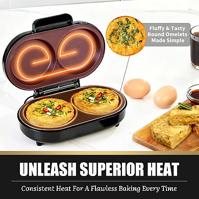 Dual Nonstick Electric Omelette Maker Multi-Function Breakfast Cooker