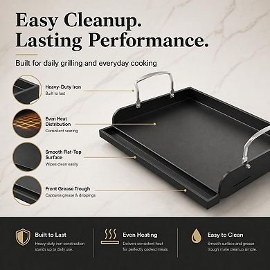 Griddle for Gas Grill, Cast Iron Griddle for Gas Grill & Stove Top