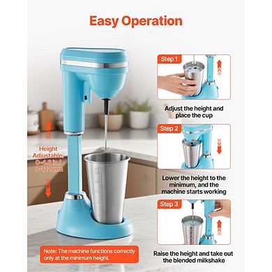 Single Head Drink Mixer Blender Machine, Dual-Speed Adjustment, for Home, Kitchen, Bar,Beverage Shop