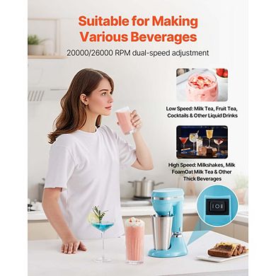 Single Head Drink Mixer Blender Machine, Dual-Speed Adjustment, for Home, Kitchen, Bar,Beverage Shop