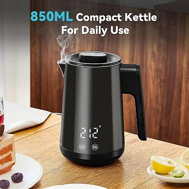 Electric Tea Kettle, Stainless Steel Double Wall Design with Temperature Control Function