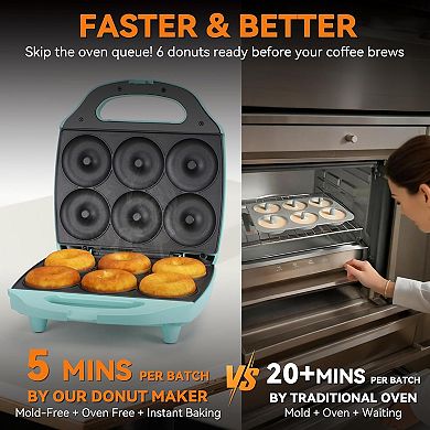 Electric Donut Maker Non-Stick Cooking Surface for Homemade Donuts
