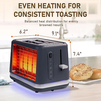 2 Slice Stainless Steel Wide Slot Toaster with LED Display
