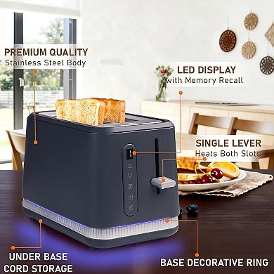 2 Slice Stainless Steel Wide Slot Toaster with LED Display