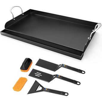 Large Cast Iron Griddle with 5 pc Silicone Tool Set