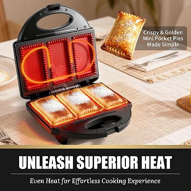 Mini Electric Pocket Pie Maker Non Stick Press with Crust Cutter