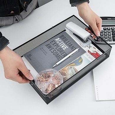 Desk Drawer Organizer, A4 Metal Mesh Desk Organizer Tray