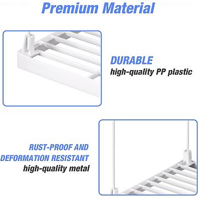 4 Pack Foldable Stackable Plastic Storage Shelves Kitchen Cabinet Pantry Organizer
