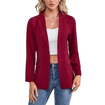 Blazer For Women Long Sleeve Open Front Casual Single Breasted Office Jacket With Pockets